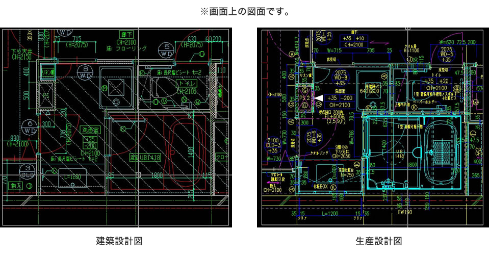 建築設計図と生産設計図